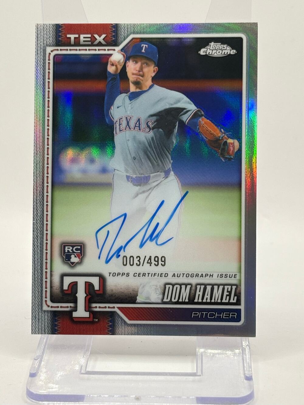2026 Topps Chrome Dom Hamel Rookie Refractor Auto 3/499 SP Texas Rangers RC
